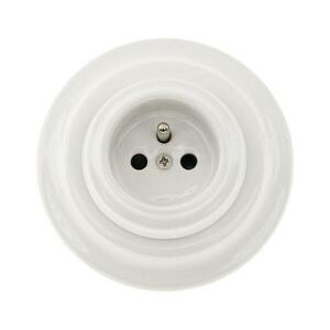 Bohemia-Design - Porcelán retro háztartási fali dugalj kerettel 250V/16A fehér 12357555 kép
