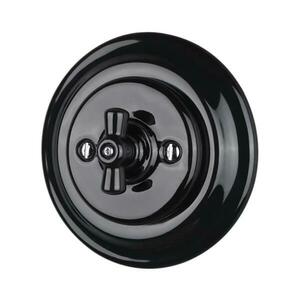 Bohemia-Design - Porcelán retro forgókapcsoló 1-es kerettel, fekete 12359372 kép