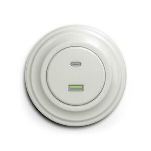 lap - Retro USB aljzat A+C, kerámia kerettel, fehér KA0007+KA0067 kép