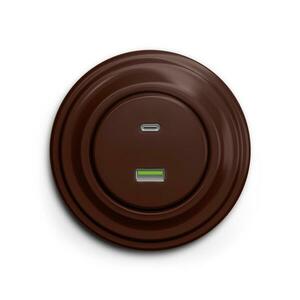 lap - Retro A+C USB aljzat kerettel, barna KA0034+KA0079 kép