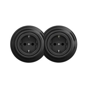 lap - Dupla retro fali dugaljzat kerettel, SCHUKO, 230V, fekete 2xKA0017+2xKA0107 kép