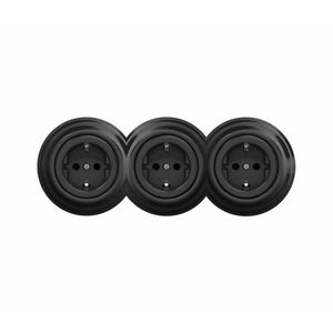 lap - Tripla retro fali konnektor kerettel, SCHUKO, 230 V, fekete KA0018+2xKA0017+3xKA0107 kép