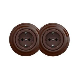 lap - dupla retro háztartási fali aljzat kerettel, SCHUKO 230 V, barna 2xKA0035+2xKA0109 kép