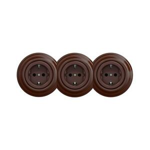 lap - Retro, háromfoglalatos háztartási fali aljzat kerettel, SCHUKO, 230 V, barna KA0036+2xKA0035+3xKA0109 kép