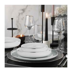 18 részes porcelán étkészlet, fehér/ezüstszínű 719KTP9785 kép