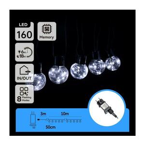 B.V. - LED kültéri dekorációs fényfüzér 160xLED/3, 6W/230V 10m IP44 hideg fehér B103031R1 kép