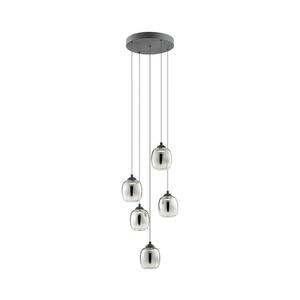Redo 01-3488 - LED fényerőszabályozható kábeles függeszték KHADI 5xLED/5, 2W/230V fekete/füstszínű 01-3488 kép