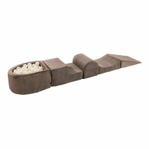 Barna kordbársony habszivacs játszótér 5 db-os magasság 30 cm 250x45 cm Montessori – Meowbaby kép