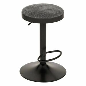 Bárszék velúr - fém, állítható 60-76 cm antracit szürke, fekete - BOUTON - Butopêa kép