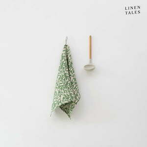 Len konyharuha 45x65 cm Evergreen Damask – Linen Tales kép