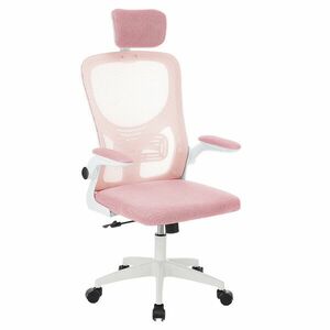 Ergonomikus irodai szék deréktámasszal, fejtámlával, rózsaszín kép