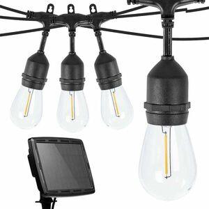 Kültéri szolár dekor égősor, 15 db E27 LED lámpával, 15m kép