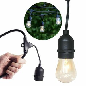 Vízálló dekor égősor, 15 db E27 LED lámpával, 14, 6 m, melegfehér kép