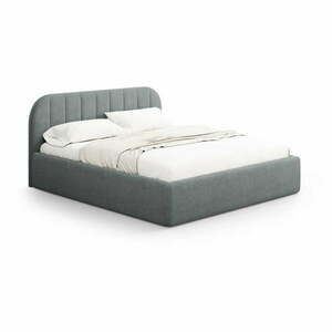 Sötétszürke kárpitozott ágyneműtartós franciaágy ágyráccsal 140x200 cm Juno – Windsor & Co Sofas kép