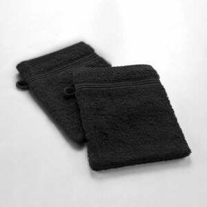 Fekete pamut mosdókesztyű 15x21 cm Tendresse – douceur d'intérieur kép