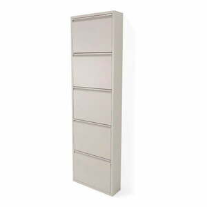 Szürkésbarna fém billenő ajtós cipőtartó 50x169x15 cm Billy – Spinder Design kép
