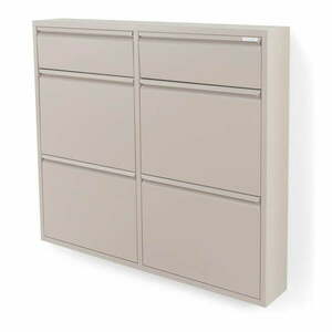 Szürkésbarna fém billenő ajtós cipőtartó 98x86x15 cm Billy – Spinder Design kép