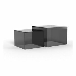 Szürke üveg dohányzóasztal szett 2 db-os 50x50 cm Dice – Actona kép