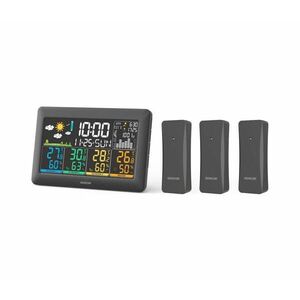 Sencor - Időjárás-állomás színes LCD-kijelzővel + 3 érzékelő 3xAA + 6xAA fekete 52000383 kép
