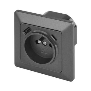 Háztartási fali aljzat USB-A+USB-C, francia kivitel, 250 V/16 A, antracit A6000.6 kép