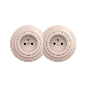 lap - Dupla retro háztartási konnektor kerettel 230V antik rózsaszín 2xKA0120+2xKA0118 kép
