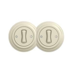 lap - Kettős retro egypólusú kapcsoló 1-es kerettel bézs 2xKA0135+2xKA0128 kép