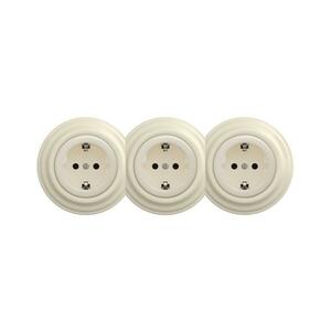 lap - Háromaljzatú retro fali konnektor kerettel, SCHUKO, 230 V, bézs KA0136+2xKA0135+3xKA0144 kép