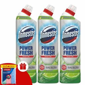 Domestos Power Fresh WC Tisztító Gél Lime 3x700ml + Ajándék Viled... kép