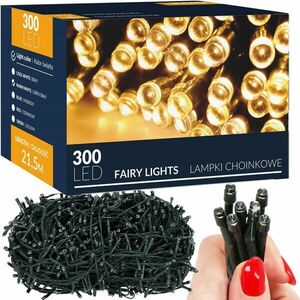 Springos programozható fényfüzér 300LED, 21, 5m, meleg fehér kép
