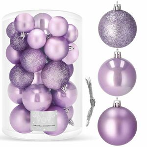 Springos Karácsonyfadísz Gömbszett - Lila - 30 db - 4, 5, 6 cm kép