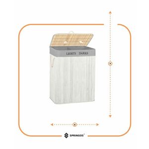 Springos bambusz Szennyeskosár 105l - Fehér, Szürke kép
