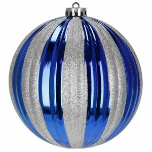 Springos karácsonyi gömbkészlet, 15cm, 3db, kék-ezüst kép