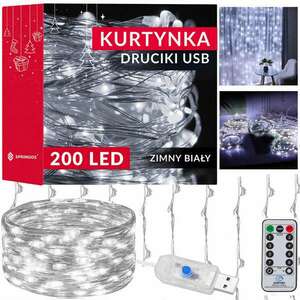Springos LED Fényfüggöny - 200 LED, 2x2m kép