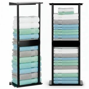 Springos fali Törölközőtartó polccal 32×14×76 cm - Fekete kép