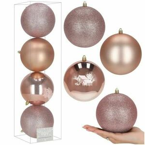 Springos karácsonyi gömbkészlet, 12cm, 4db, rózsaszín kép