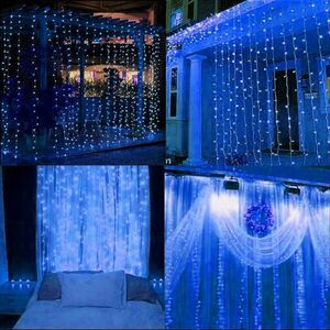 Springos programozható fényfüggöny 306LED, 6m, kék kép