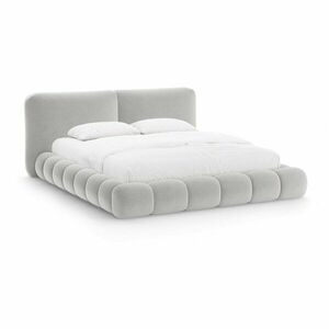 Szürke kárpitozott ágyneműtartós franciaágy ágyráccsal 200x200 cm Solange – Micadoni kép