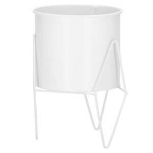 Springos fém Virágtartó állvány, 19cm - Fehér kép