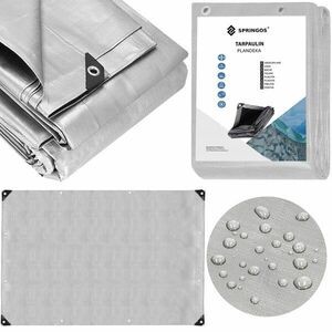 Springos takaróponyva, vízálló, UV védelem, 3x5 m-es, szürke, 210g/m², kép