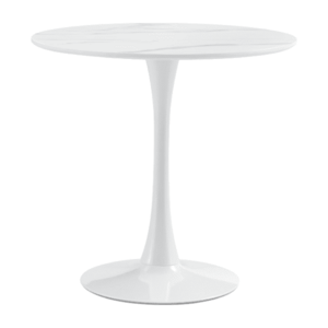 Étkezőasztal, világos márvány/fehér, átmérő 80 cm, LORIAN kép
