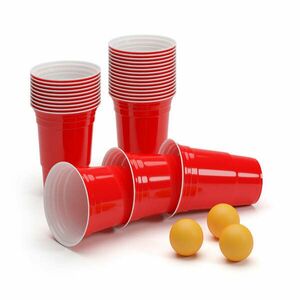 BeerCup Andrews, piros söröspoharak, 473 ml (16 oz), robusztus, mellékelve labdácskák és szabályok kép