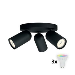 Philips - LED RGBW dimmelhető spotlámpa PONGEE 3xGU10/4, 8W/230V fekete +távirányító P2054+3xAI2362 kép