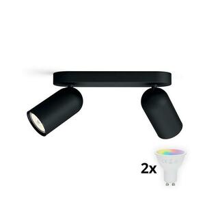 Philips - LED RGBW dimmelhető spotlámpa PONGEE 2xGU10/4, 8W/230V fekete + távirányító P2053+2xAI2362 kép