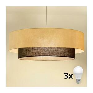 BRILAGI - Zsinóros LED csillár BOHO STYLE 3xE27/15W/230V átm. 80 cm krémszínű/barna 8590828028017 kép