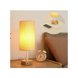 BRILAGI - TABLON asztali lámpa USB-porttal 1xE27/25W/230V tölgy/fehér/bézs BRI602 kép