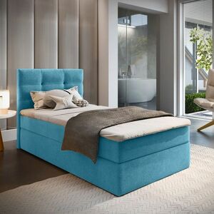Kárpitozott boxspring ágy GLORIEN VELVET 100x200 cm kék Matrac: Bonell rugós matrac kép