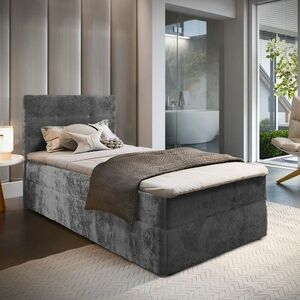 Kárpitozott boxspring ágy GLORIEN VELVET 100x200 cm szürke Matrac: Bonell rugós matrac kép