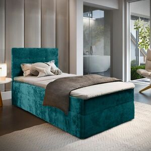 Kárpitozott boxspring ágy GLORIEN VELVET 100x200 cm türkiz Matrac: Bonell rugós matrac kép