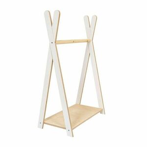 Fehér-natúr színű gyerek fogas borovi fenyő dekorral 60x97 cm Montessori – Meowbaby kép