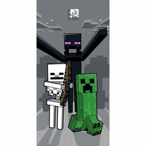 Szürke pamut gyerek fürdőlepedő 70x140 cm Minecraft "Mob Attack" – Jerry Fabrics kép